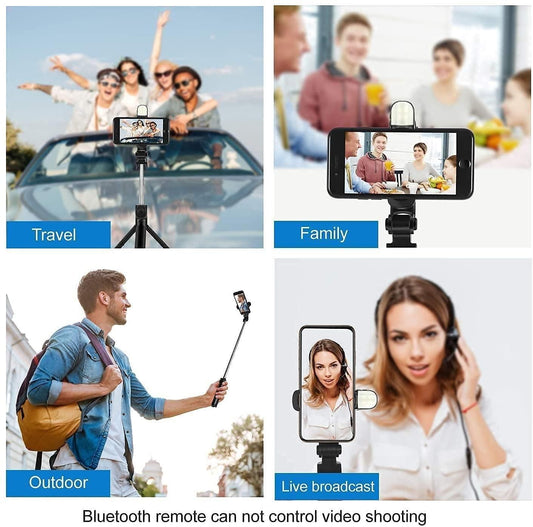 Extendable Flash 3-in-1 Selfie Stick Tripod with Bluetooth Remote - Gifts4All