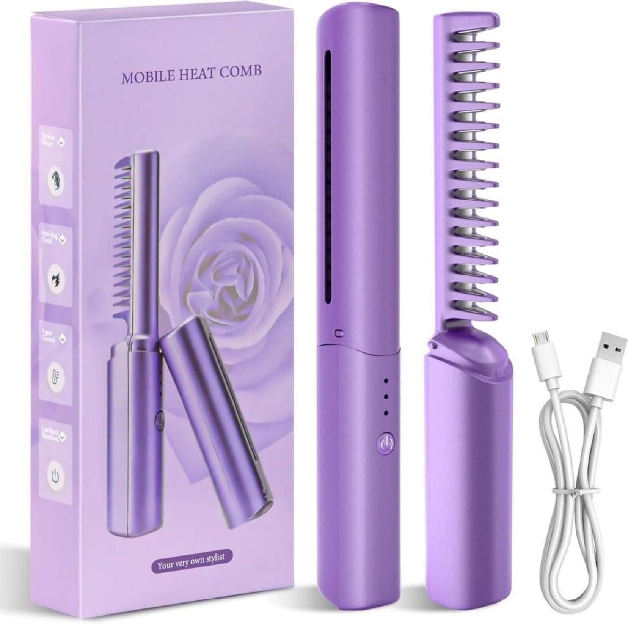 Meneflix Portable Mini Hair Straightener Cordless Rechargeable Mini Adjustable Hair Straightener Hot Comb - Gifts4All