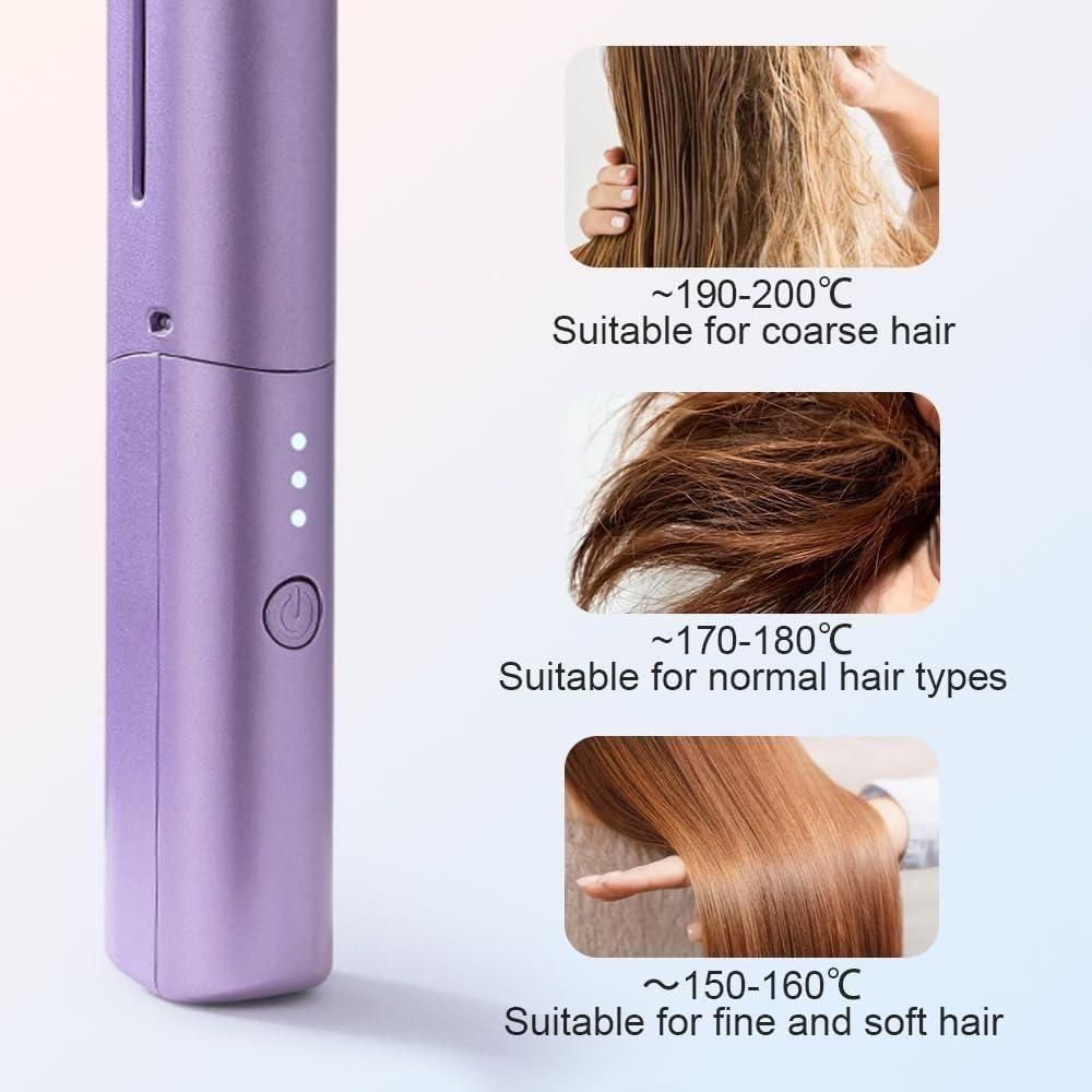 Meneflix Portable Mini Hair Straightener Cordless Rechargeable Mini Adjustable Hair Straightener Hot Comb - Gifts4All