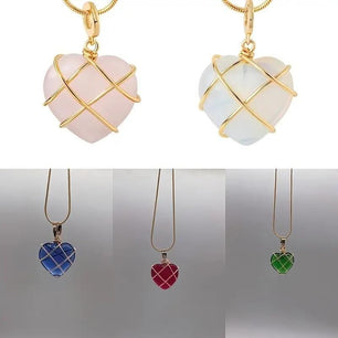 Fashion Metal Wrapped Love Heart Crystal Stone Pendant - Gifts4All