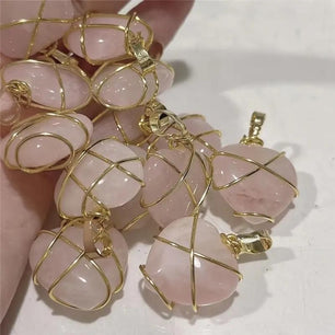 Fashion Metal Wrapped Love Heart Crystal Stone Pendant - Gifts4All
