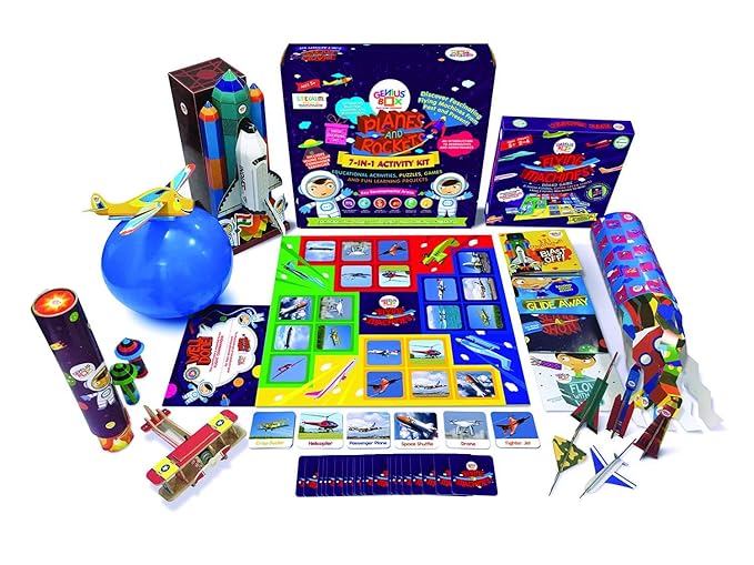 Genius Box Educational Toy for 5+ Year Age: Planes and Rockets DIY, Activity Kit, Learning Kit, Educational Kit, STEM Toy 20 Activity Kit - Gifts4All