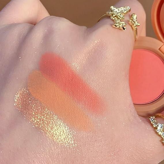 3 in1 Face Blusher + Highlighter with Mini Compact Travel Friendly Palette - Gifts4All