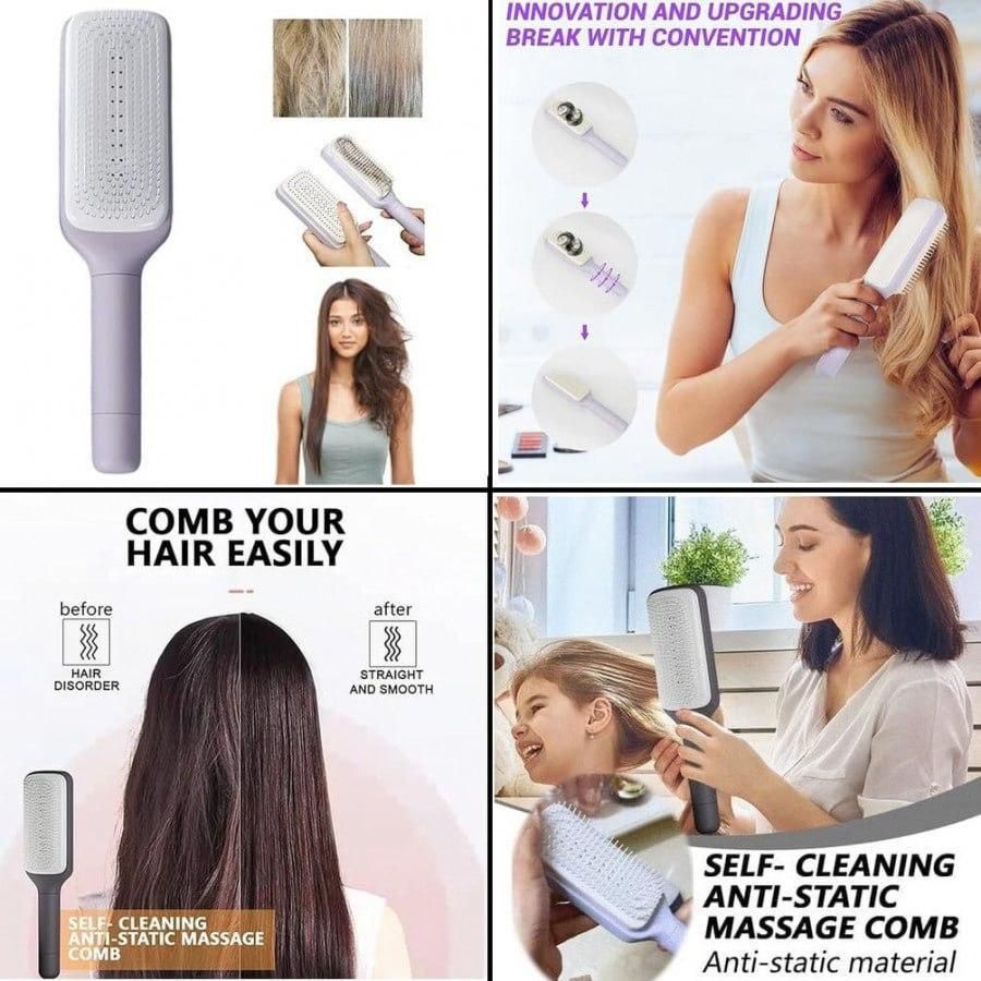 Self-cleaning Anti-static Massage Comb for Adults and Kids- Pack of 1 - Gifts4All