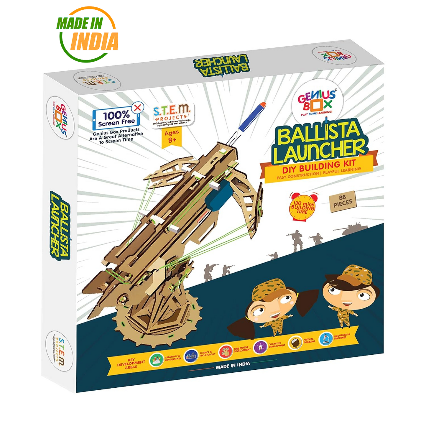 Genius Box - Play some Learning Ballista Launcher Diy Stem Educational Toy & Construction Based Fun Activity Game For Kids, Science Experiment Kit 8 To 14, Best Gift, Activity Kit For Kids - Gifts4All