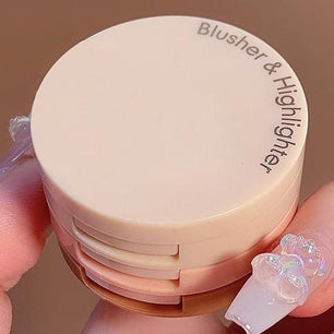 3 in1 Face Blusher + Highlighter with Mini Compact Travel Friendly Palette - Gifts4All