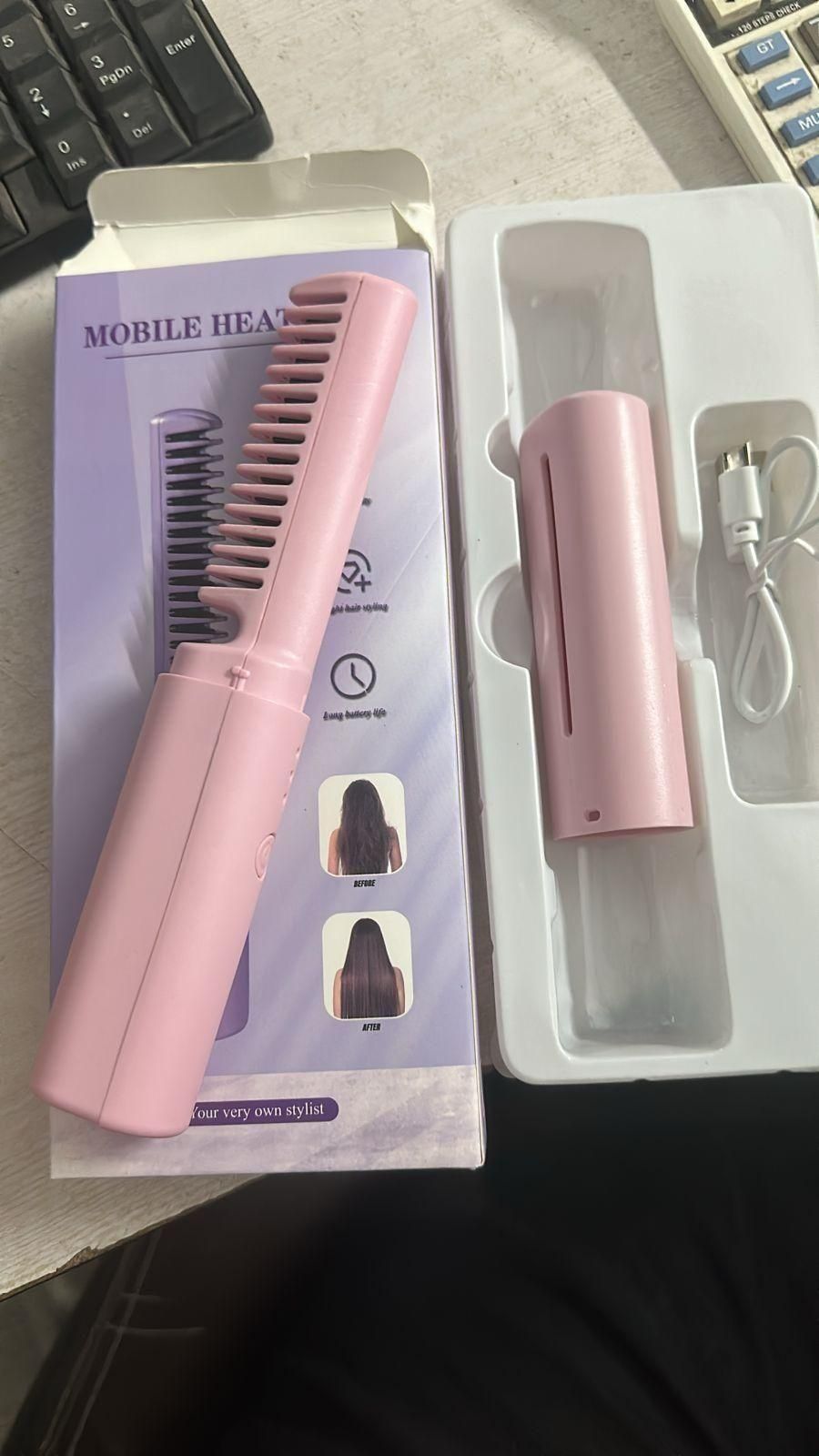 Meneflix Portable Mini Hair Straightener Cordless Rechargeable Mini Adjustable Hair Straightener Hot Comb - Gifts4All
