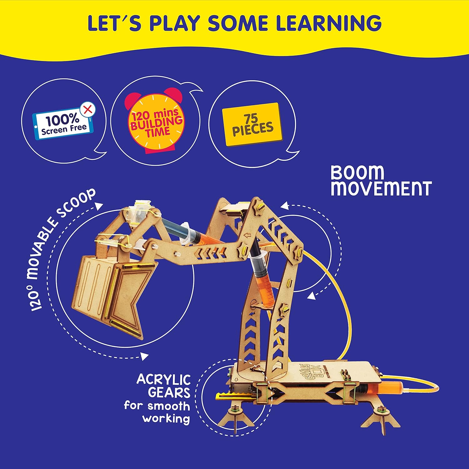 Genius Box Hydraulic Excavator DIY Science Kit for 8+ Year Age, STEM Toy, Learning Kit, Educational and Construction Kit - Gifts4All