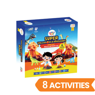 Genius Box  Play some Learning Educational Toy  for 5+ Year Age Super Volcanoes and Dinosaurs STEM DIY Learning 8 Activity kit - Gifts4All